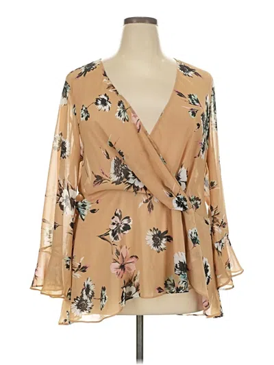 Pre-owned Torrid 3/4 Sleeve Blouse In Tan