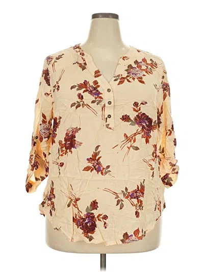 Pre-owned Torrid 3/4 Sleeve Blouse In Tan
