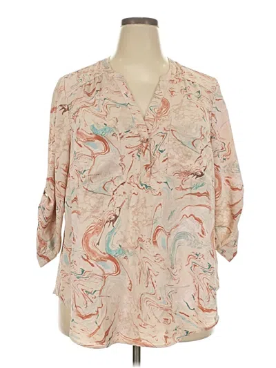 Pre-owned Torrid 3/4 Sleeve Blouse In Tan