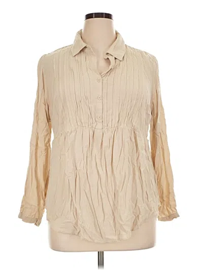 Pre-owned Torrid 3/4 Sleeve Blouse In Tan