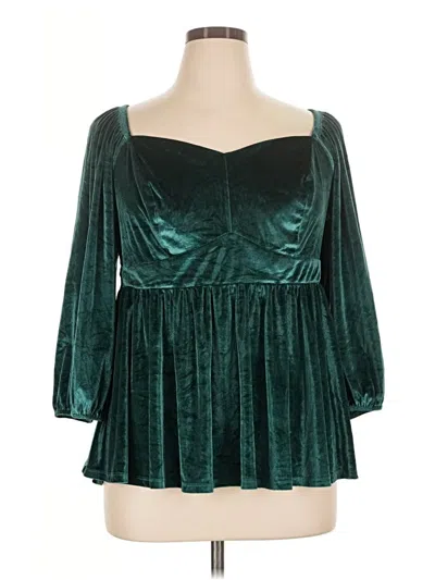 Pre-owned Torrid 3/4 Sleeve Blouse In Teal