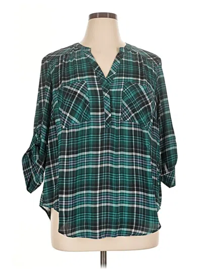 Pre-owned Torrid 3/4 Sleeve Blouse In Teal