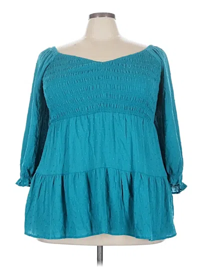 Pre-owned Torrid 3/4 Sleeve Blouse In Teal