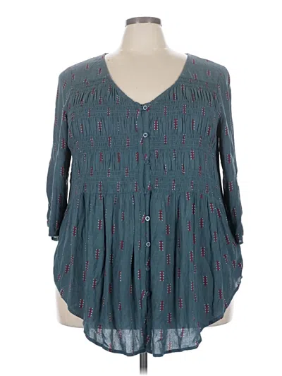 Pre-owned Torrid 3/4 Sleeve Blouse In Teal