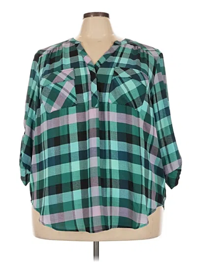 Pre-owned Torrid 3/4 Sleeve Blouse In Teal