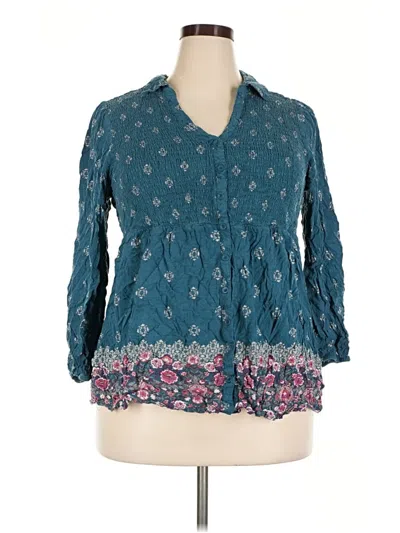 Pre-owned Torrid 3/4 Sleeve Blouse In Teal