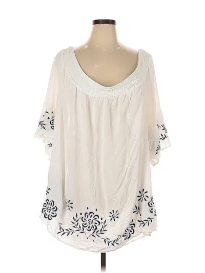 Pre-owned Torrid 3/4 Sleeve Blouse In White