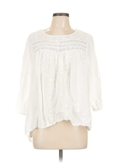 Pre-owned Torrid 3/4 Sleeve Blouse In White