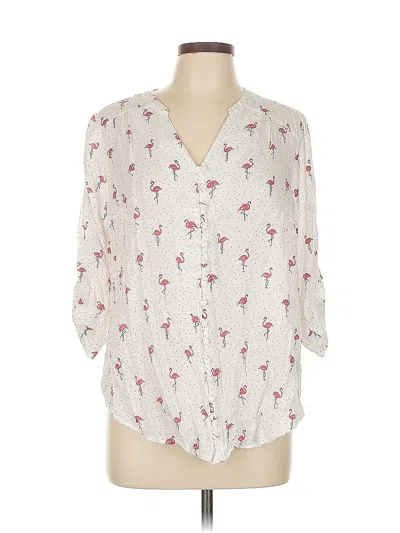 Pre-owned Torrid 3/4 Sleeve Blouse In White