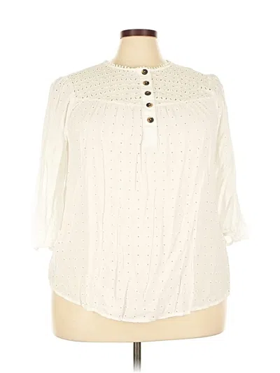 Pre-owned Torrid 3/4 Sleeve Blouse In White