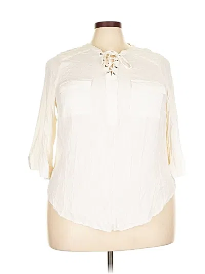 Pre-owned Torrid 3/4 Sleeve Blouse In White