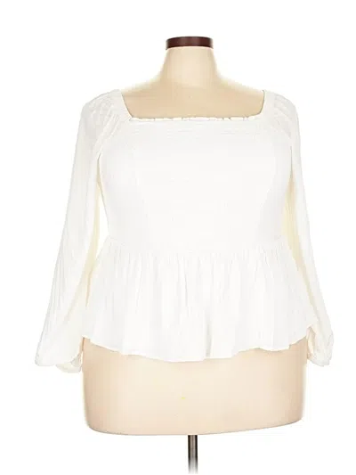 Pre-owned Torrid 3/4 Sleeve Blouse In White