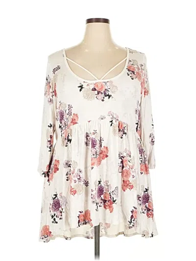 Pre-owned Torrid 3/4 Sleeve Blouse In White