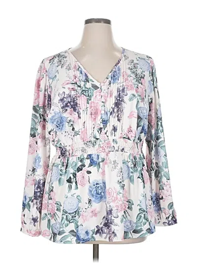 Pre-owned Torrid 3/4 Sleeve Blouse In White