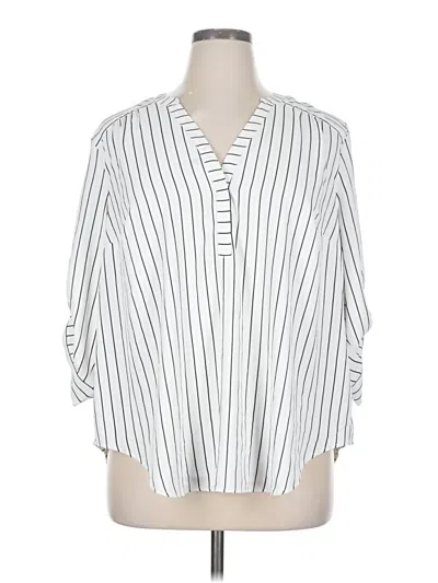 Pre-owned Torrid 3/4 Sleeve Blouse In White