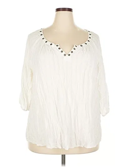 Pre-owned Torrid 3/4 Sleeve Blouse In White