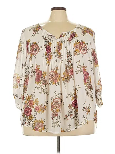 Pre-owned Torrid 3/4 Sleeve Blouse In White