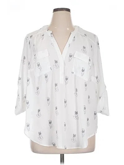 Pre-owned Torrid 3/4 Sleeve Blouse In White
