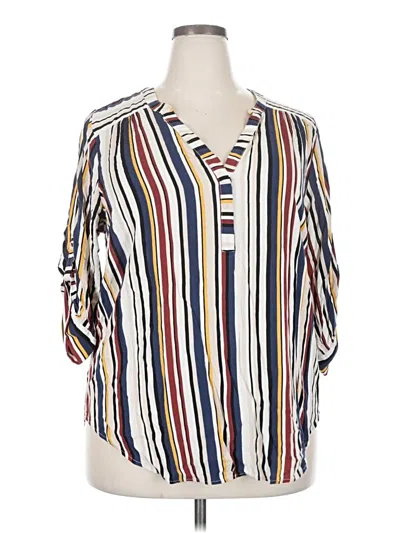 Pre-owned Torrid 3/4 Sleeve Blouse In White