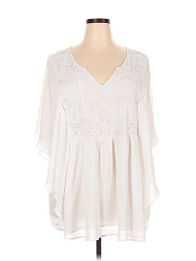 Pre-owned Torrid 3/4 Sleeve Blouse In White