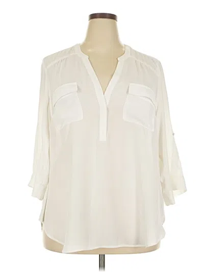 Pre-owned Torrid 3/4 Sleeve Blouse In White