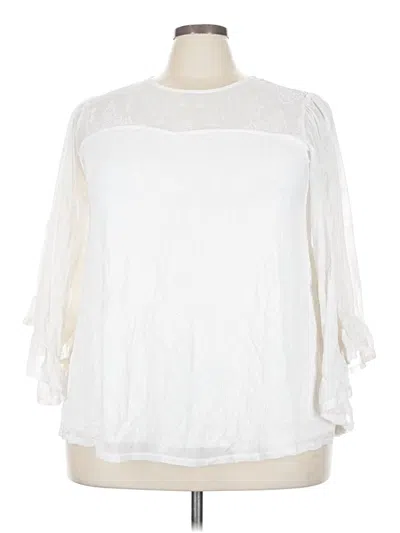 Pre-owned Torrid 3/4 Sleeve Blouse In White