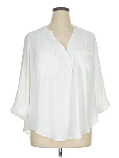 Pre-owned Torrid 3/4 Sleeve Blouse In White