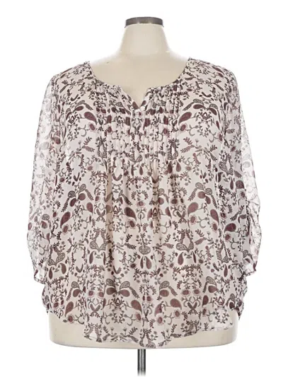 Pre-owned Torrid 3/4 Sleeve Blouse In White