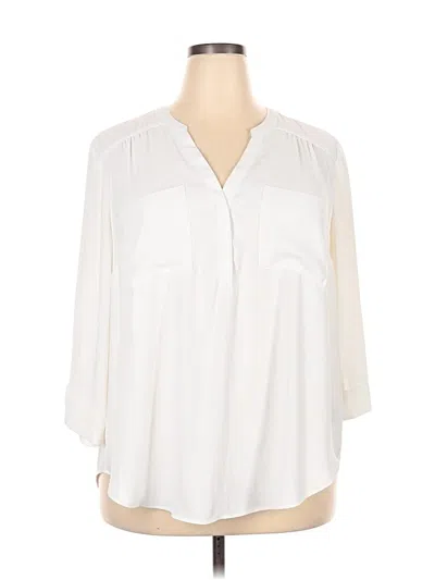 Pre-owned Torrid 3/4 Sleeve Blouse In White