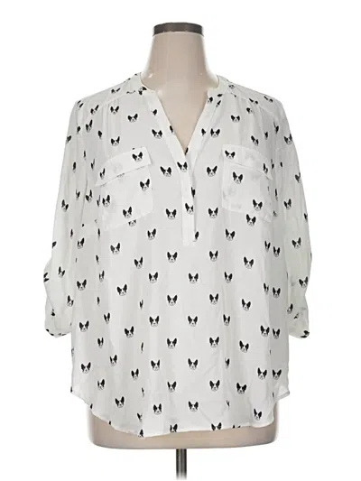 Pre-owned Torrid 3/4 Sleeve Blouse In White