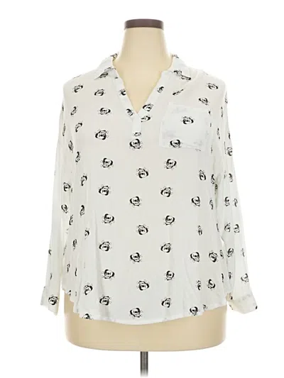 Pre-owned Torrid 3/4 Sleeve Blouse In White