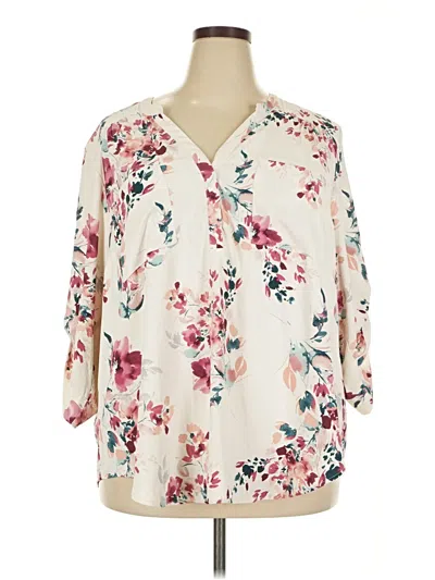 Pre-owned Torrid 3/4 Sleeve Blouse In White
