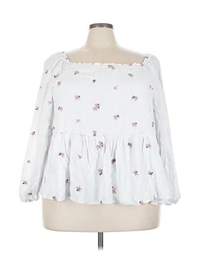 Pre-owned Torrid 3/4 Sleeve Blouse In White