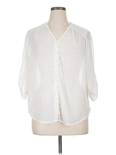 Pre-owned Torrid 3/4 Sleeve Blouse In White