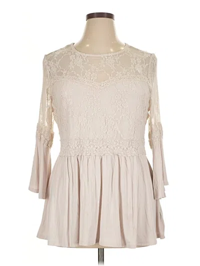 Pre-owned Torrid 3/4 Sleeve Blouse In White