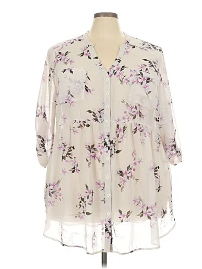 Pre-owned Torrid 3/4 Sleeve Blouse In White