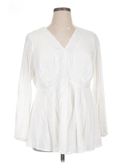 Pre-owned Torrid 3/4 Sleeve Blouse In White
