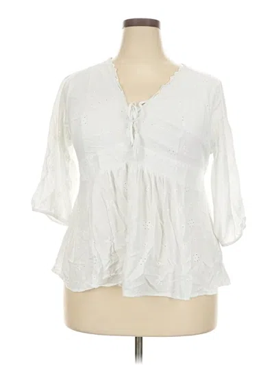 Pre-owned Torrid 3/4 Sleeve Blouse In White