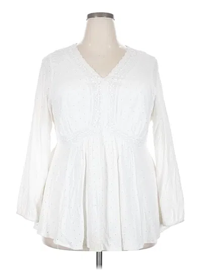 Pre-owned Torrid 3/4 Sleeve Blouse In White