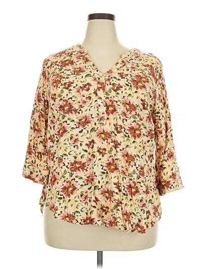 Pre-owned Torrid 3/4 Sleeve Blouse In White