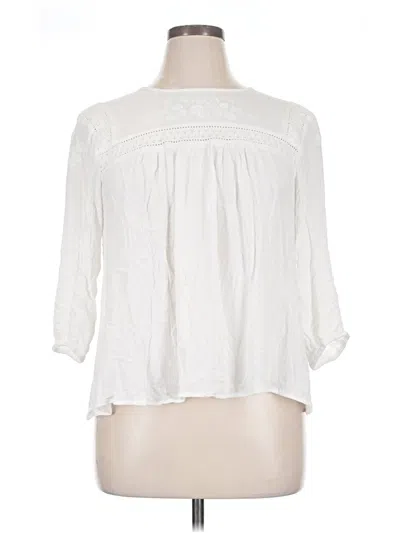 Pre-owned Torrid 3/4 Sleeve Blouse In White