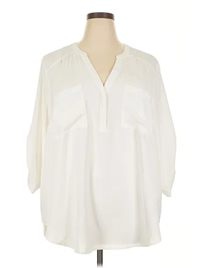 Pre-owned Torrid 3/4 Sleeve Blouse In White