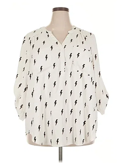 Pre-owned Torrid 3/4 Sleeve Blouse In White