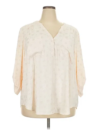 Pre-owned Torrid 3/4 Sleeve Blouse In White