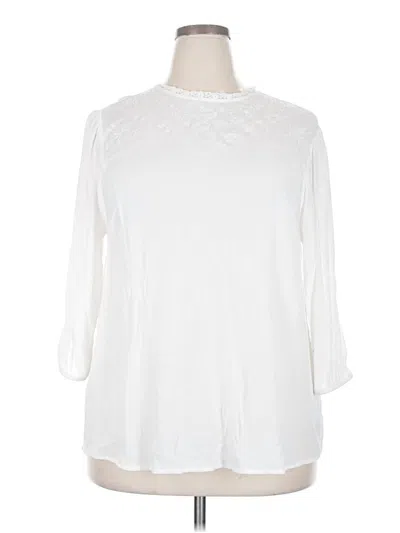 Pre-owned Torrid 3/4 Sleeve Blouse In White