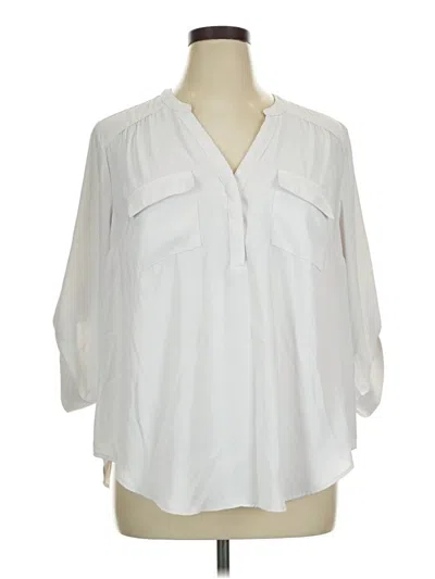 Pre-owned Torrid 3/4 Sleeve Blouse In White