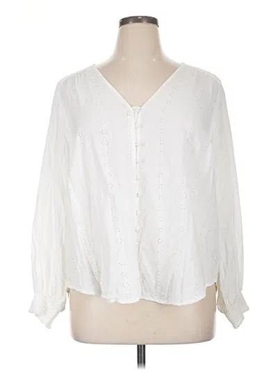 Pre-owned Torrid 3/4 Sleeve Blouse In White