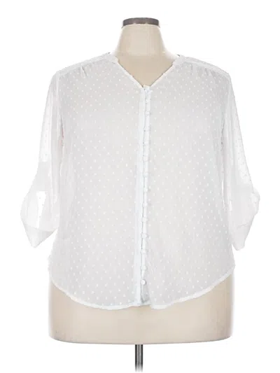 Pre-owned Torrid 3/4 Sleeve Blouse In White