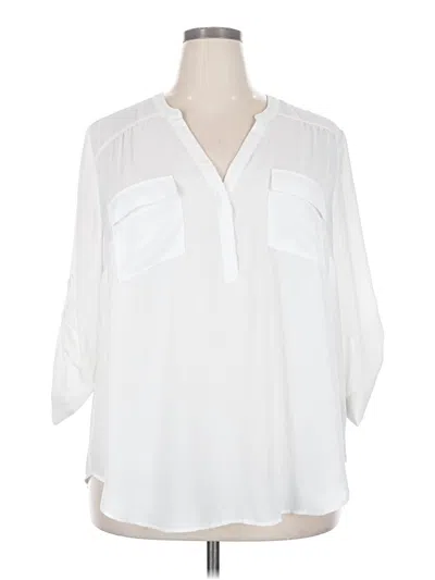 Pre-owned Torrid 3/4 Sleeve Blouse In White