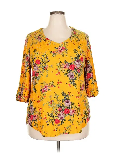 Pre-owned Torrid 3/4 Sleeve Blouse In Yellow